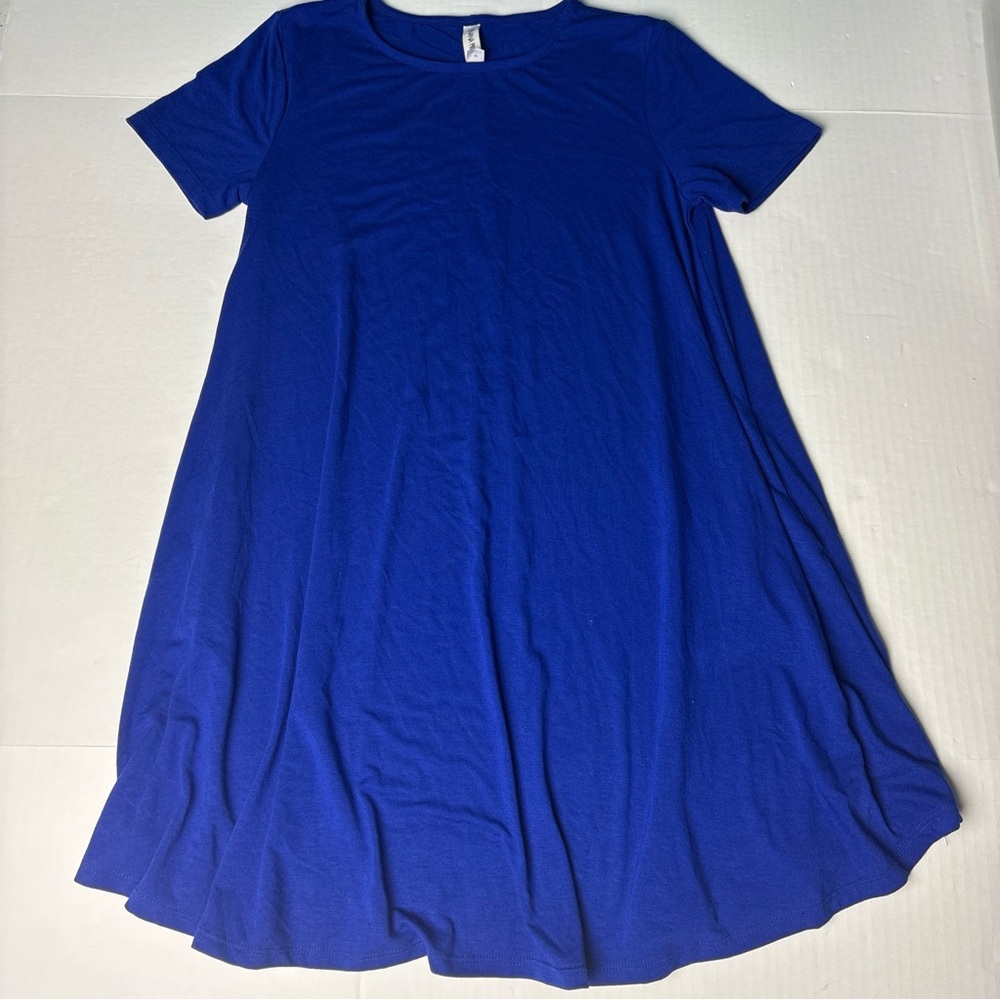 Zenana  Premium Women’s Medium Dress Bright Blue Solid Pockets Skater Poly Blend